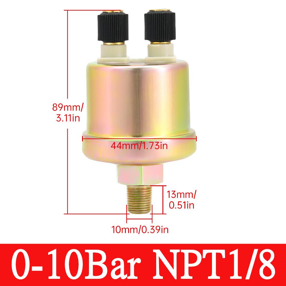 HD 0-5bar 0-10bar Oil Pressure Sensor For 52mm Press Gauge Sender Output Signal 1/8 NPT Pressure Sensor 0-10Bar NPT1-8