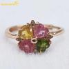 Sace Gems 925 Ayar Gümüş Turmalin Taş Yüzükler Kadınlar için Nişan Kokteyl Parti Güzel Takı