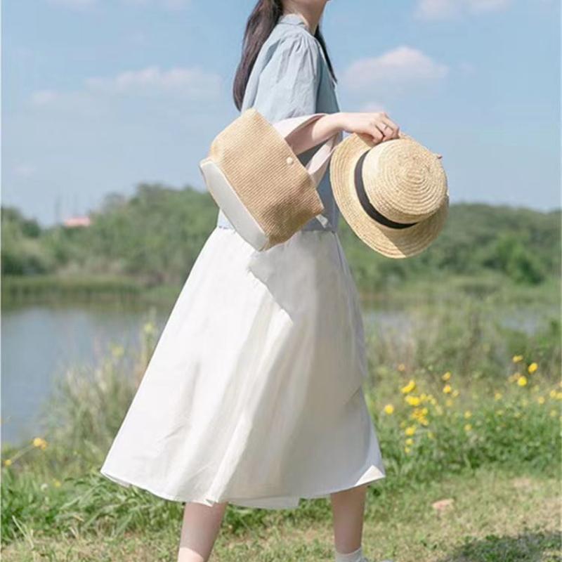 Women's White High-Waist A-Line Midi/Maxi Skirt - French Chic Soft Style for Summer - Versatile Slim-Fit & Elegant