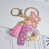 New Sparkling Sequin Initial Keychain with Butterfly Tassel & Crystal Accents