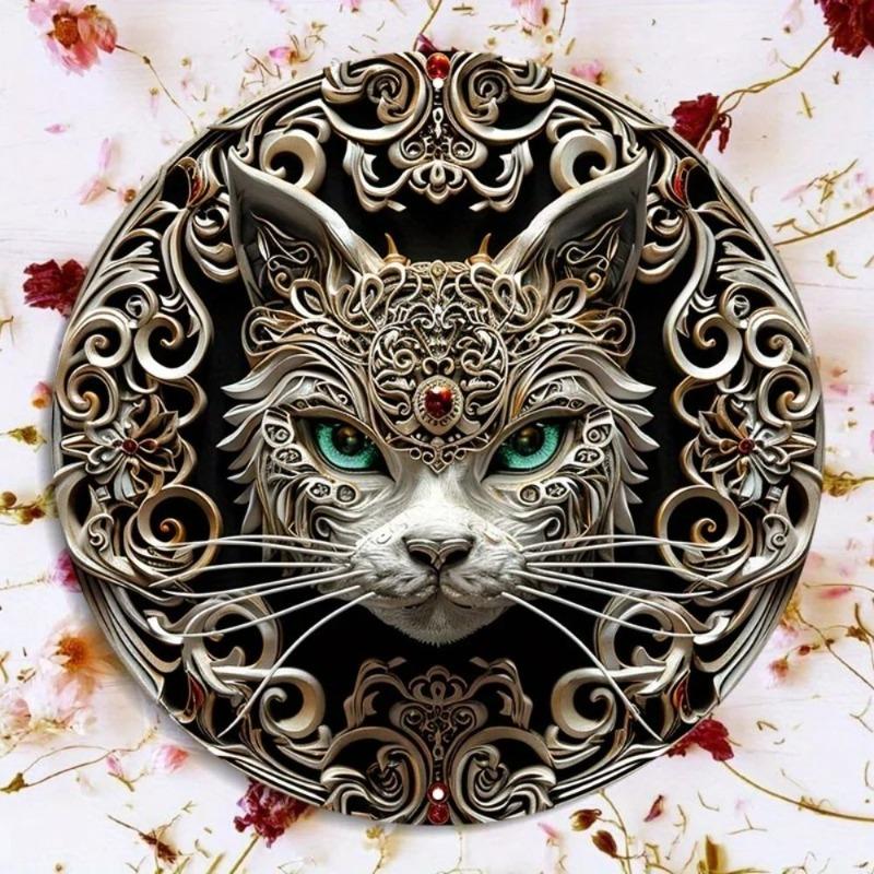 Hexenbesen Halloween Schild, Runde Aluminium Wandplakette 20x20cm