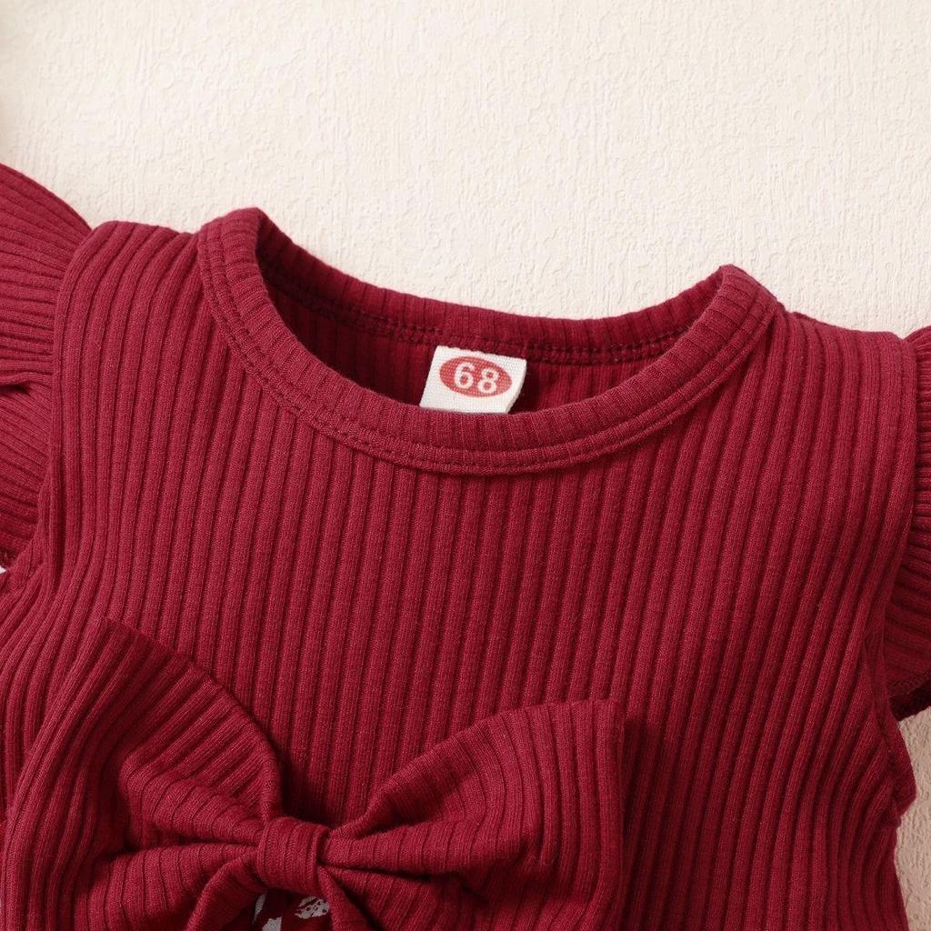 European & American Summer Baby Girl Fly Sleeve Dress with Headscarf - Patchwork Two-Piece Set