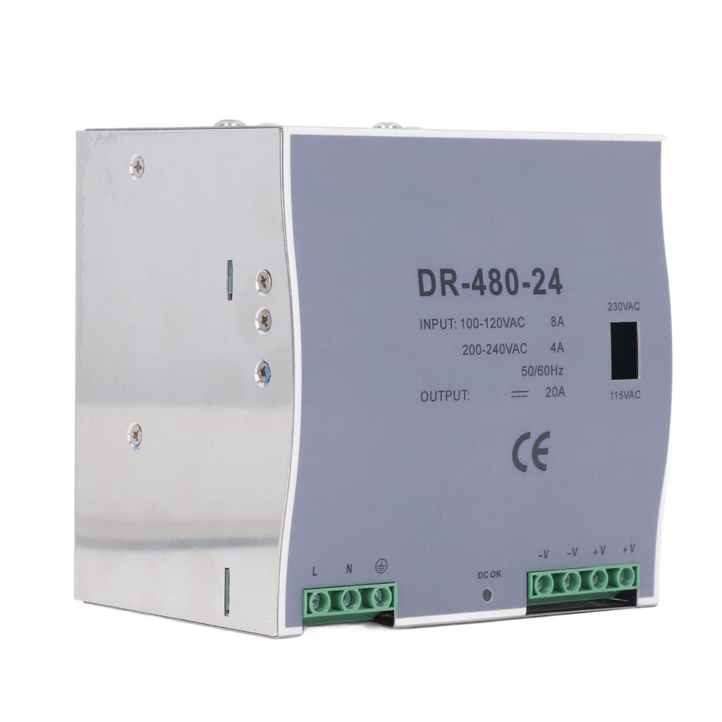 AC to DC Power Supply 480W Single Output DIN Rail Mount DC Switching Power Supply 100‑120VAC 200‑240VAC 24V