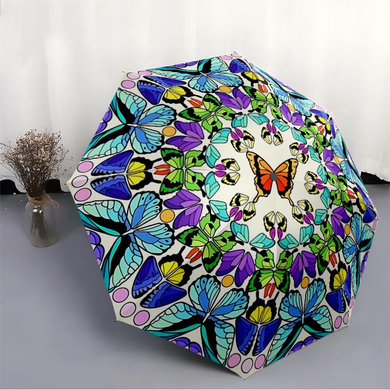 1pc Butterfly Mandala Automatic Umbrella - Automatic Opening And Closing, Sturdy Iron Frame, Formal Occasions Yy251018124