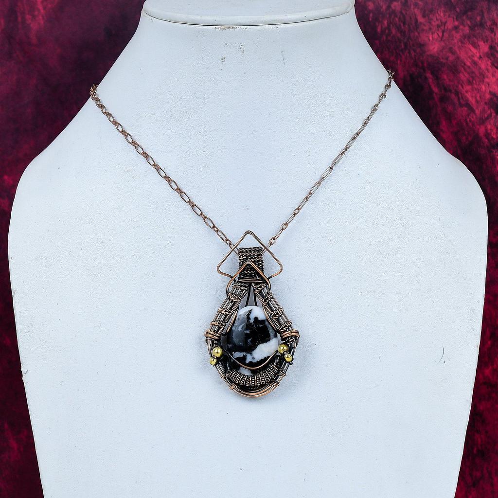 White Buffalo Turquoise Pendant Real Gemstone Pendant Copper Wire Wrapped Jewelry