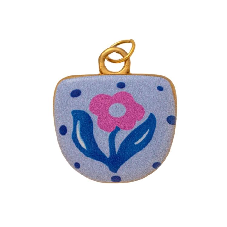 Modern Elliptical Jewelry Component Floral House Print Accessories Stainless Steel Charm for Handmade Enthusiasts