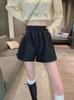 Women's PU Leather Wide-Leg Shorts - High Waist, Plus Size, Slimming, Autumn/Winter 2025 Collection