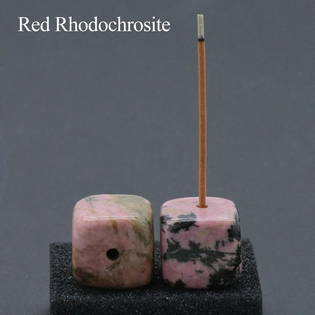 2 Stück quadratischer Räucherbrenner aus Natursteinkristall, Räucherstäbchen-Diffusor-Dekoration, Zen-Heimaltar-Dekoration, Meditationszentrum-Dekoration mit geometrischem Design