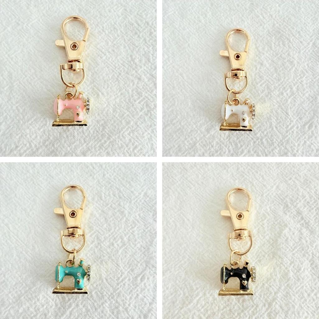 Přívěsky na klíče šicí stroj – Vzpomínka a význam, Kovové neobvyklé přívěsky na klíče šicí stroj, Unikátní vintage kroužek na klíče