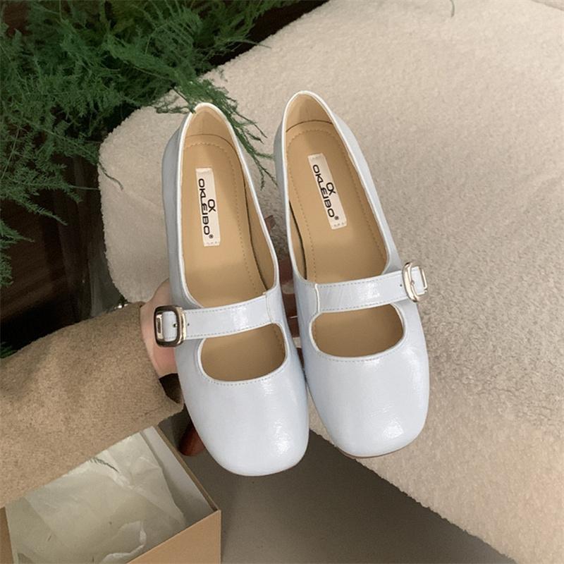 Fashion IPPEUM Mary Janes Shoes Black Women Ballet Flats Silver Buckle PU Leather Ballerinas Zapatos Mujer