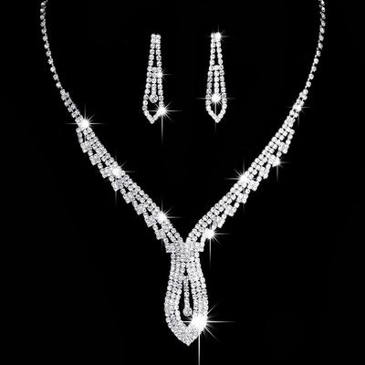 Accessories, Jewelry Wedding Dress Women'S Accessories Sparkling Rhinestone Necklace Earring Cover