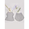 Graues Damen-Nachthemd-Set mit Hosenträger-Shorts