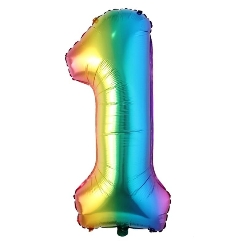 40inch Big Rainbow Foil Birthday Balloon Helium Number Balloons Happy Birthday Party Decorations