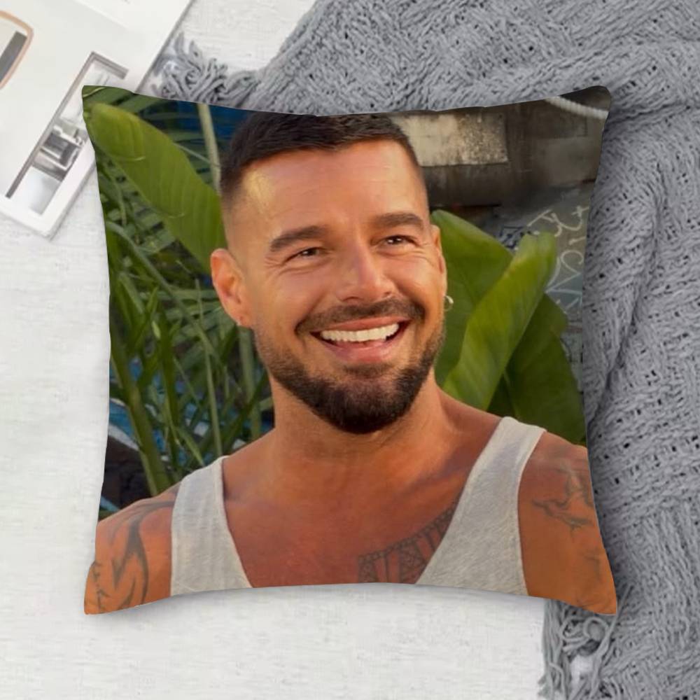 RRicky Martin Doublesided Printed Square Decorative Cushion Cover for Sofa Living Room Home Decor