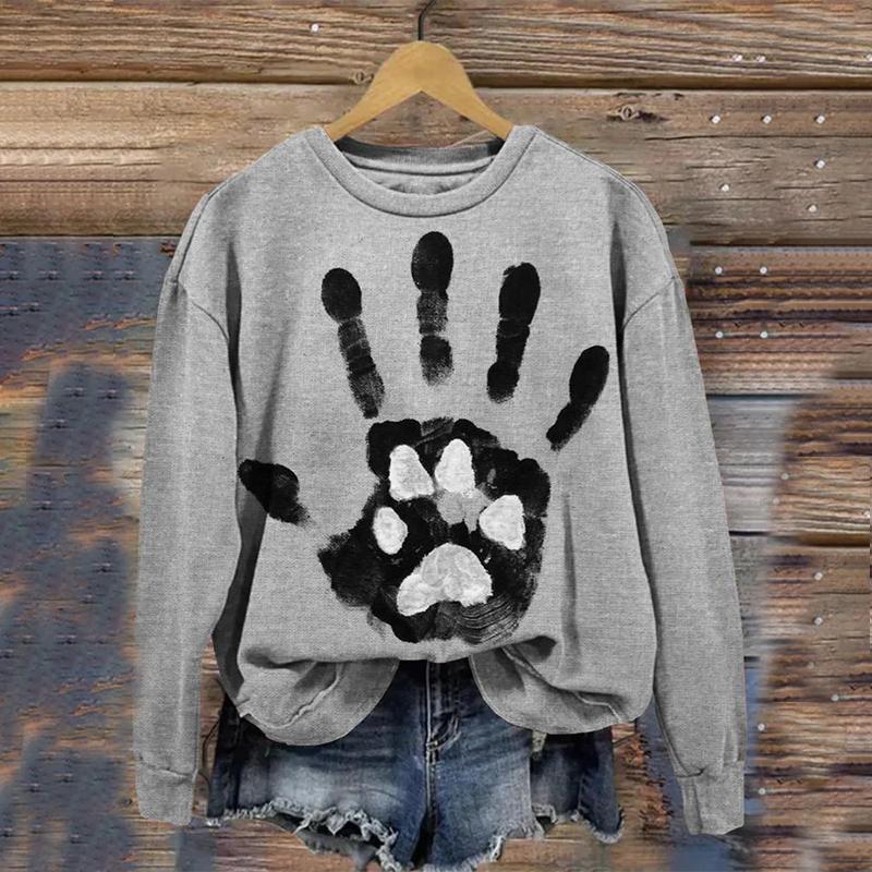 2024 Ny Dam Huvtröja Retro Femmes Söt Katt Konst mönster 3D-tryck Sweatshirts Höst Vinter Långärmad Dam Lös Pullover