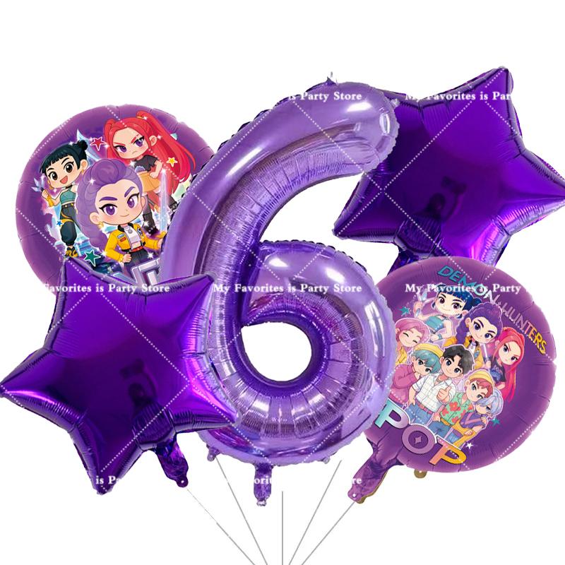 Kpop Demon Hunters Children Birthday Party Decoration Ball Number Digit 1-10 Balloon Set Baby Shower Supplies Gift Toy s Round Sensory Compression