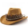 Suede denim hat for men and women, couple's ethnic style curled brim top hat, sun hat, jazz hat
