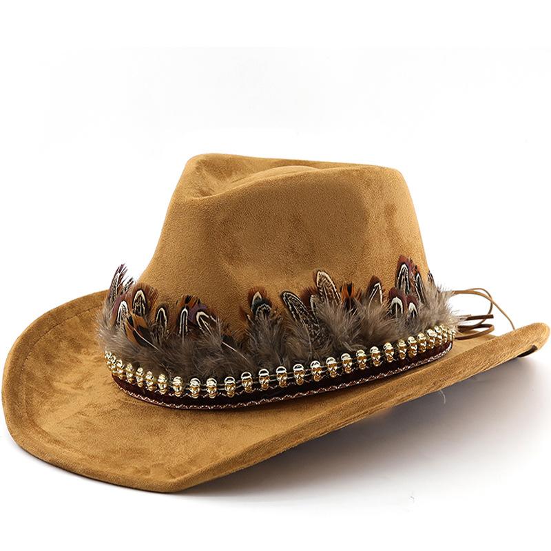Suede denim hat for men and women, couple's ethnic style curled brim top hat, sun hat, jazz hat
