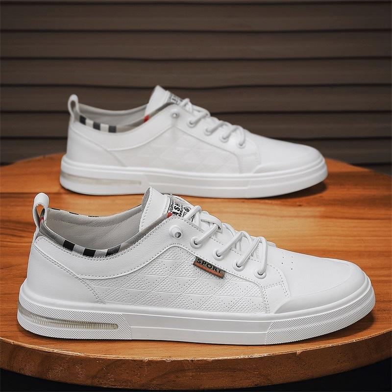 Men's Shoes New Autumn Breathable Waterproof Anti-skateboard Shoes Men's Casual Leather Shoes Black Work Labor Insurance