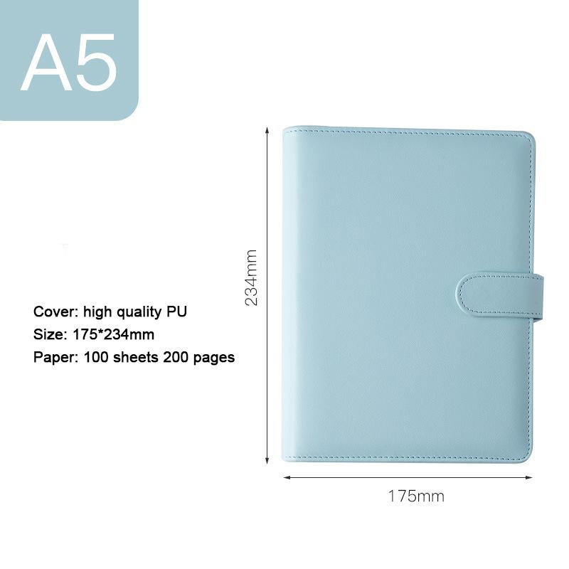 (Bezpłatne grawerowanie logo) Notatnik studencki A5/A6 w jednolitym kolorze, z klamrą magnetyczną, zawiera metalowy segregator, pamiętnik, notatnik, podręcznik