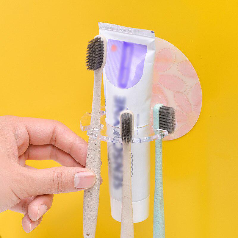 1Pcs Bathroom Toothbrush Holder Strong Suction Toothpaste Storage Rack Bath Organizer Accessories