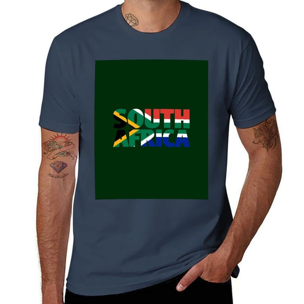 South Africa Roots With South African Flag Tshirt Casual Simple Design Short Sleeve Shirt