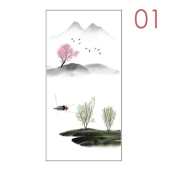 Chinesische künstlerische Landschaftsmalerei Fensterfolie Undurchsichtig Statisch haftend Ohne Klebstoff Dekor Glasaufkleber Fenster-Sichtschutzfolie