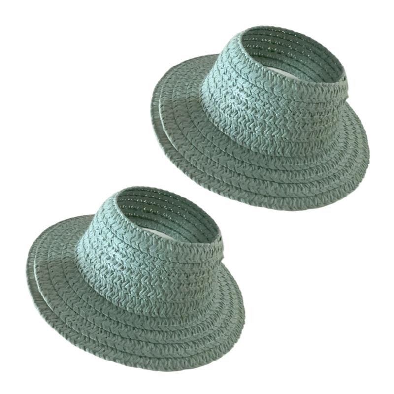 Doll Sun Hat With Ear Cutouts Empty Top Straw Hat  For Costume Cosplay Decorative Party Accessory In Assorted Color