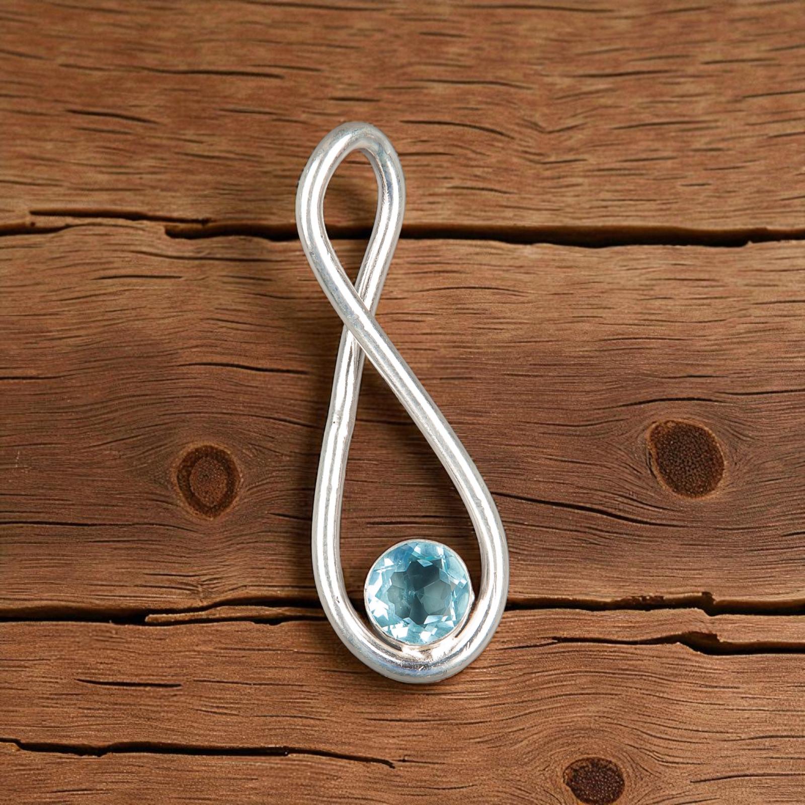 

Sky Blue Topaz Gemstone 925 Sterling Silver Jewelry Handmade Gift Pendant 1.66 PP-20-5