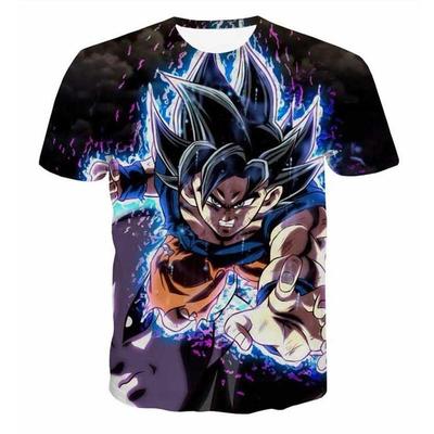 Camiseta de Manga Corta de Moda para Hombre Estampada de Super Saiyan Goku Dragonball Dibujos Animados Camiseta de Dragon Ball Z