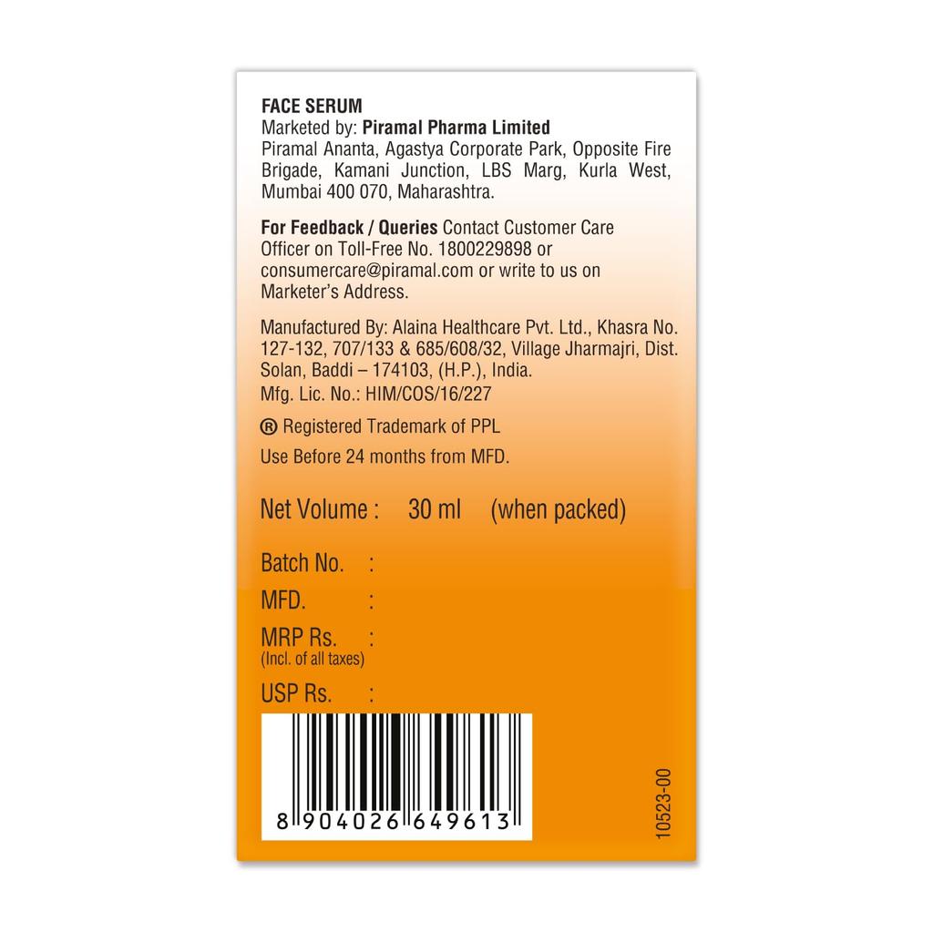 Lacto Calamine Vitamin C Face Serum 30ml Pack of 1 for Brightening, Hydration & Skin Glow