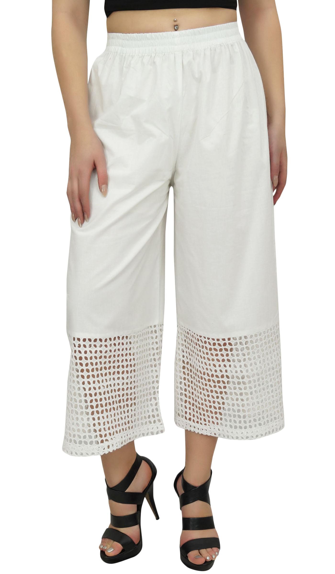 

Bimba Women s Cotton Culottes Designer Black Palazzo Pants Elastic Waist-L XXX-Large білий