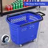 Thickened Plastic Shopping Basket with Wheels Handheld KTV Basket Convenience Store Caddy Vegetable Basket Pull Rod Basket