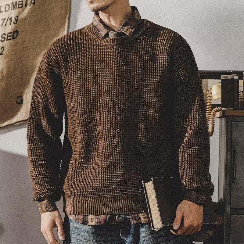 Men's Retro Heavy Washed Thick Sweater - Simple Winter Style