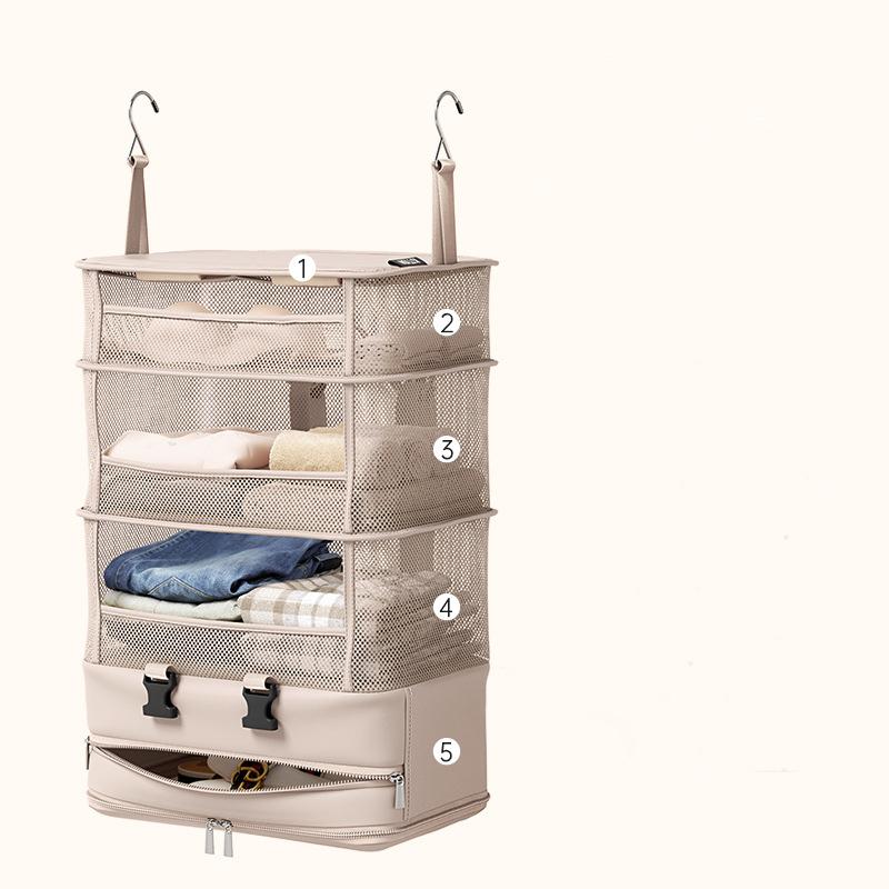 Portable Hanging Suitcase Organizer With Multiple Compartments Foldable Travel Packing Cube For Clothes Toiletries