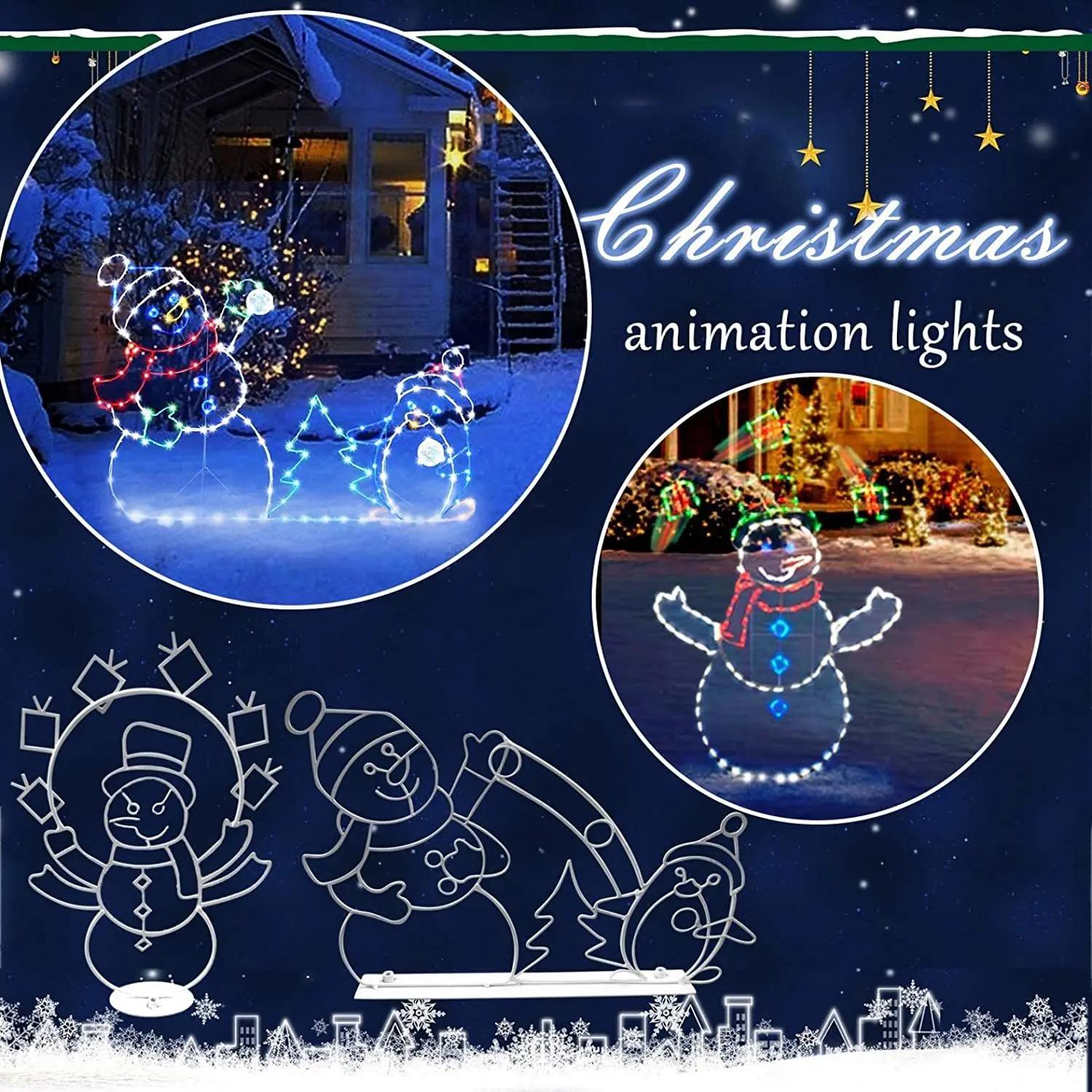 

Christmas Fun Animated Snowball Battle Light Strings Christmas Outdoor Garden Snow Light Decorative Frame Signs 1PC