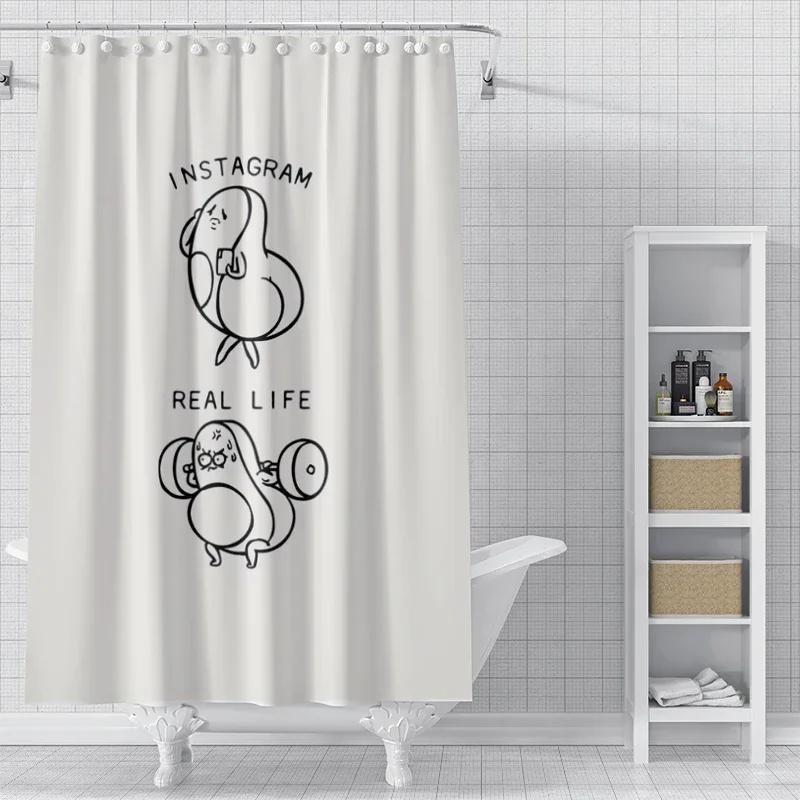 Rideaux De Douche Pour Salle De Bain, Tissu Impermable, Style Nordique Moderne, 180X200, 240X180, Chien Mignon Drôle, Kawaii