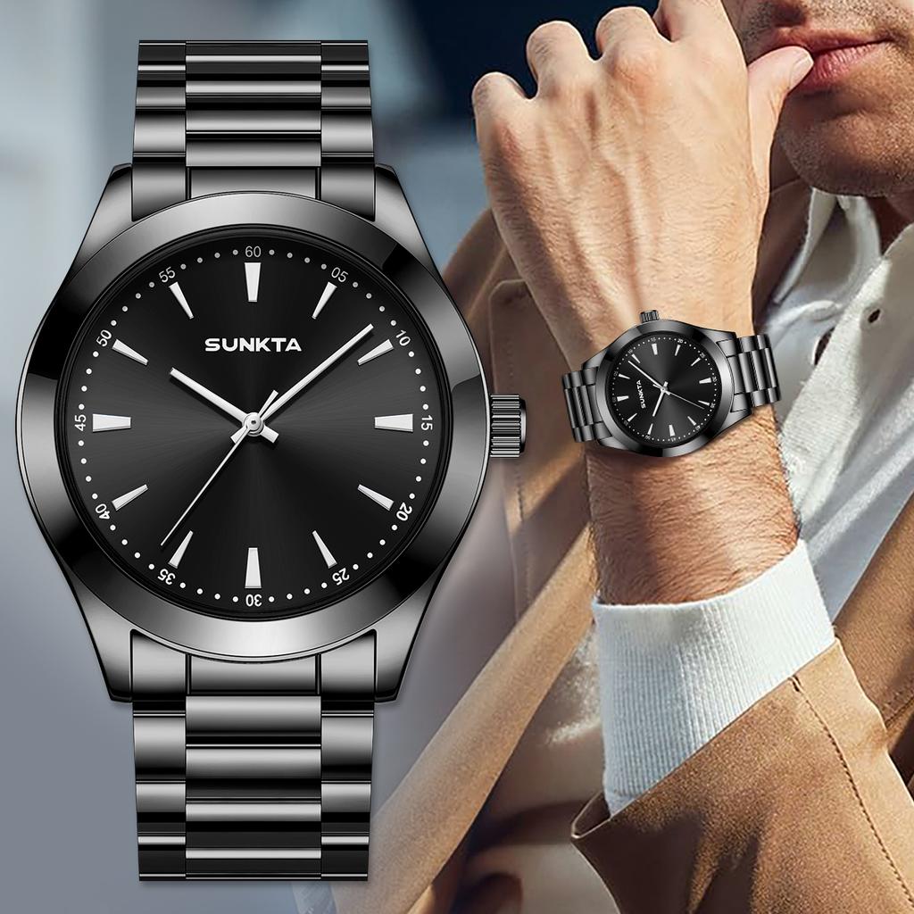 SUNKTA Mens Watches Waterproof Stainless Stainless steel strap for Men Analog Quartz Fashion Business Designer Wristwatch