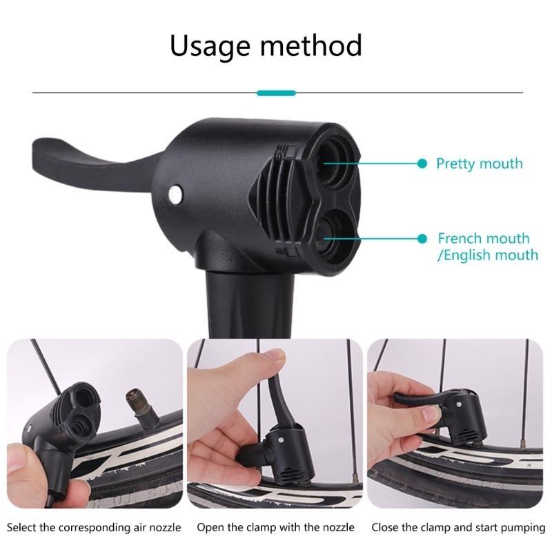 3-in-1 Bicycle Pump Head Adapter Dual Air Nozzle Connector Compatible with Presta Schrader Dunlop Bike Tire Inflator Parts