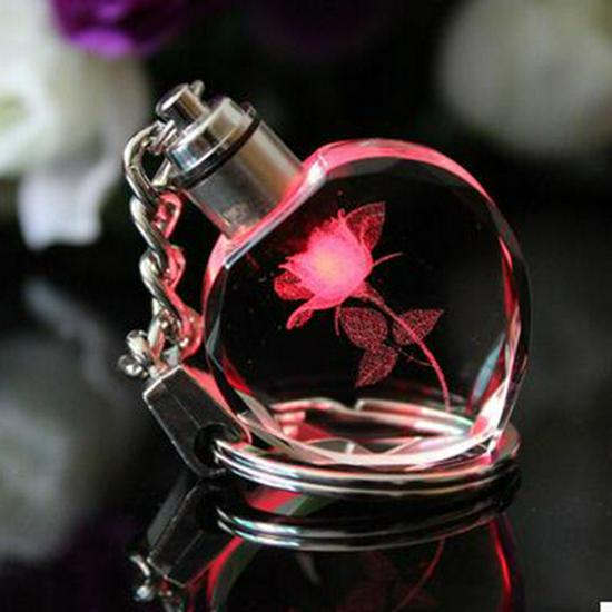 Heart-shaped Luminous Crystal Keychain with Gift Logo No Light