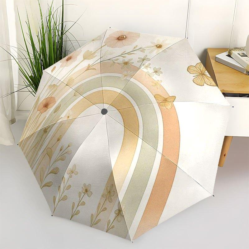 Pastel Rainbow Floral Plate: Nature-Inspired Design for Your TabletopUmbrella with Cute Design,Portable 3-Fold Compact Umbrella for Men&Wome