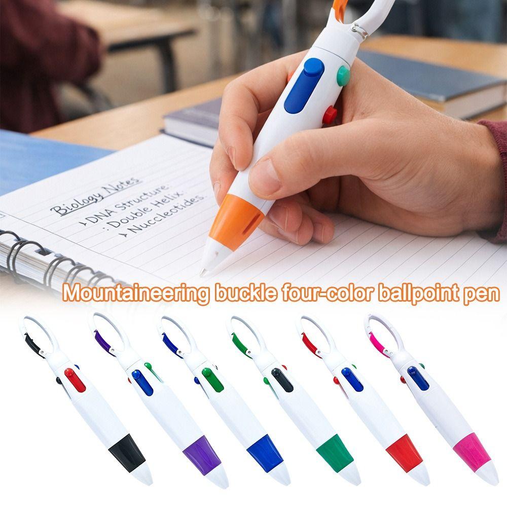 1pcs Press Type Carabiner Buckle Pen Plastic Neutral Pen Portable Ballpoint Pen Students