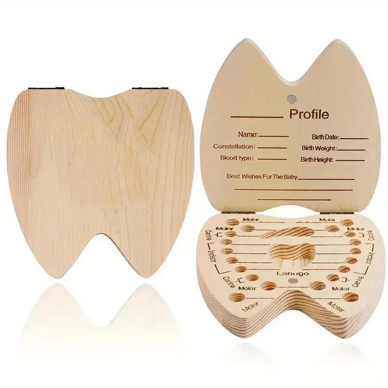 1PCS Free Personalized Wooden Deciduous Teeth Baby Storage Box Tooth Fairy Birthday Gift for Girl Boy Custom Name Milk Tooth Box Send name to seller 1870₽