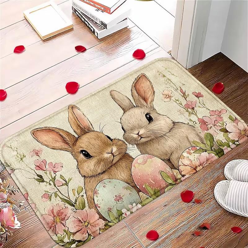 Cute Rabbit Print Welcome Mat Reborn Rabbit Indoor and Outdoor Universal Non-slip Floor Mat Soft Carpet for Kitchen and Bathroom