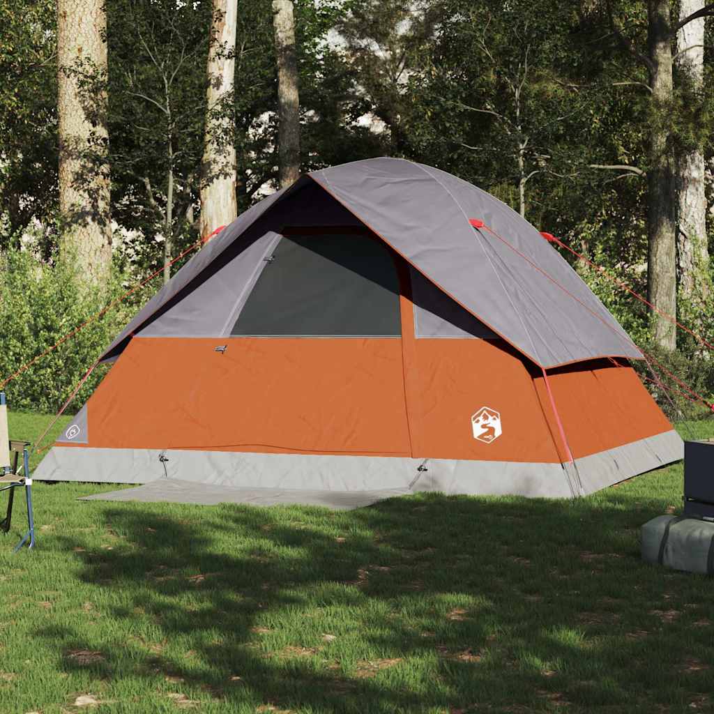 Dome Family Tent for 6 Persons Gray and Orange Waterproof