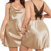 Large size women's simulated silk suspender skirt simple homewear ice silk silk pajamas sexy fashion pajamas