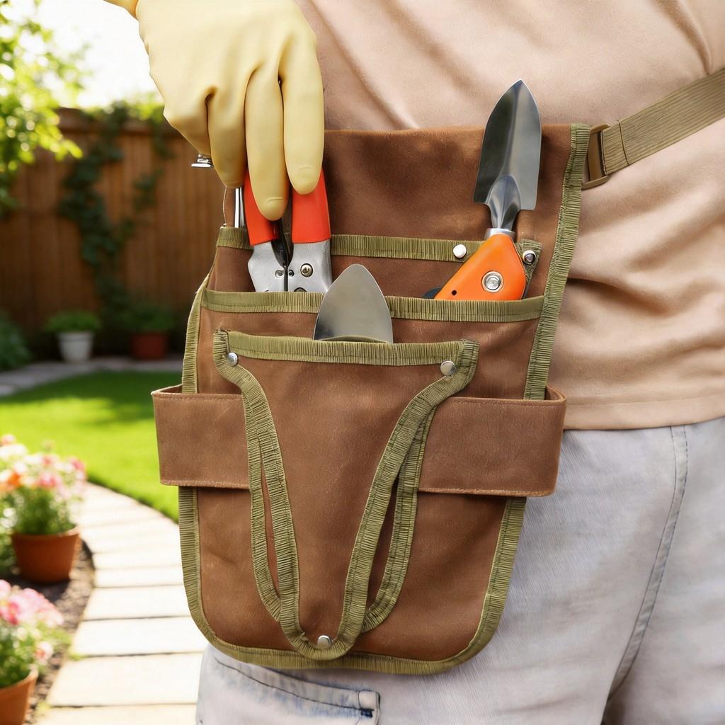 Cintura Portautensili Resistente Con Tasca in Tela Durevole Per Giardinaggio e Riparazioni Domestiche