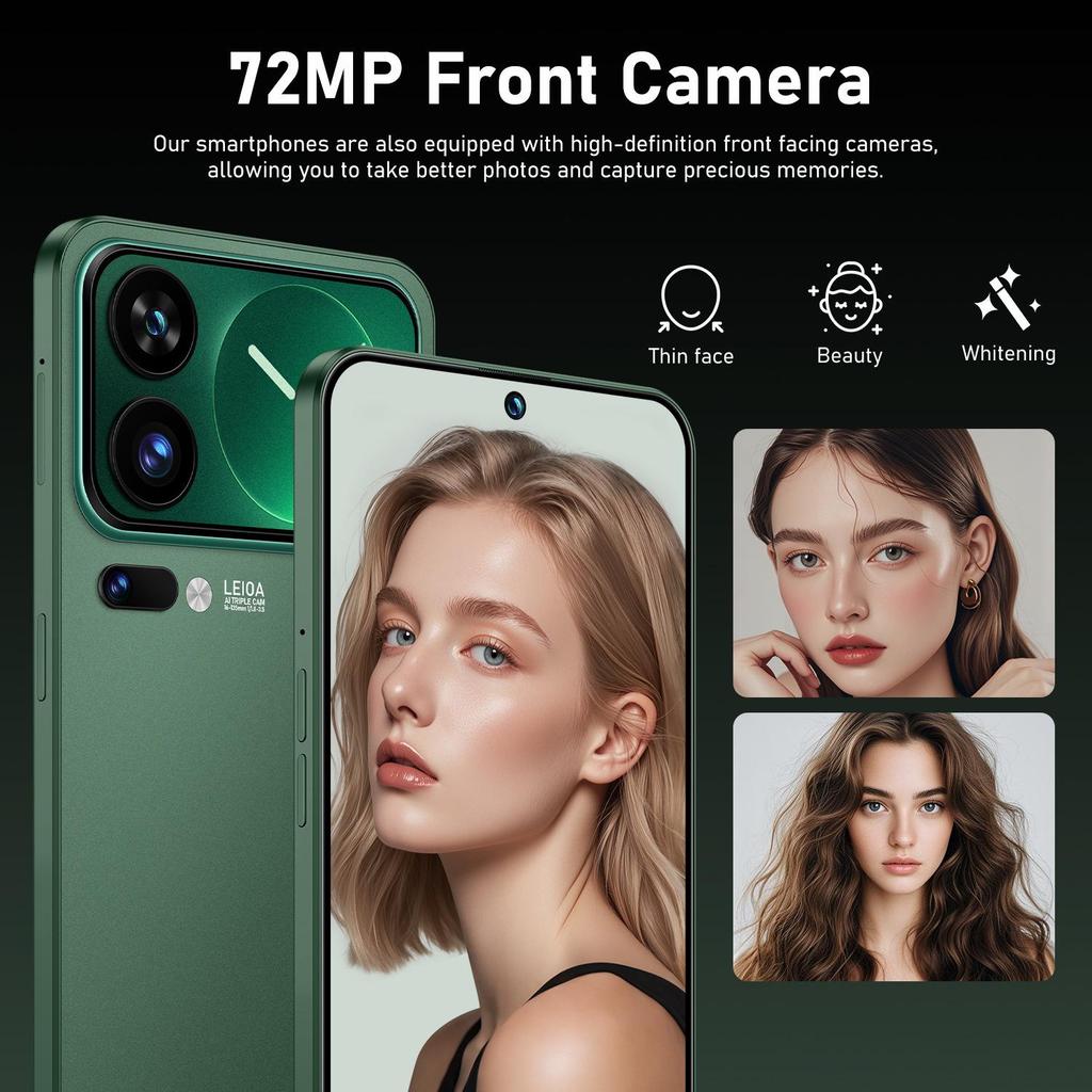 Smartphone Android M17 Pro Max 16 Go + 1 To, Grand Écran de 7,3"
