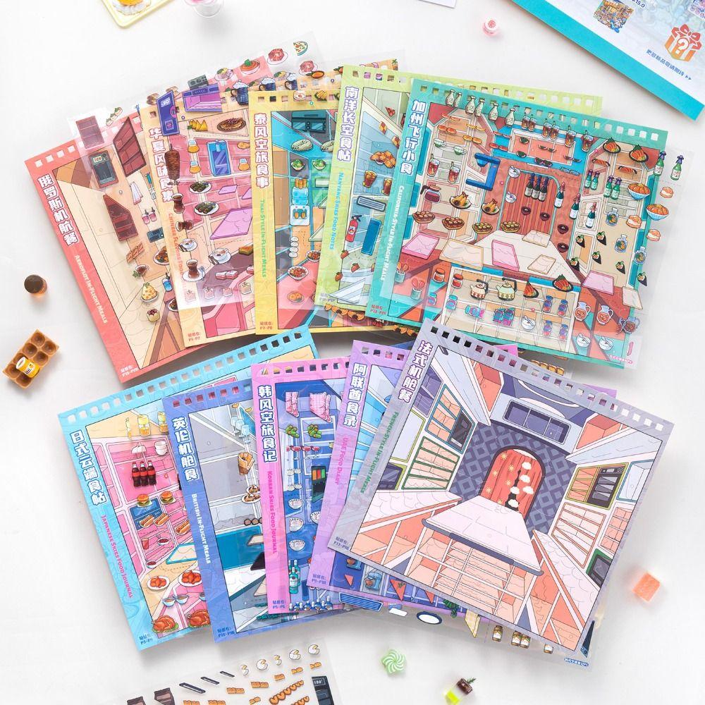 Paper Sticker Book Airplane Theme Miniature Scene Sticker Landscape Sticker Stationery Supplies