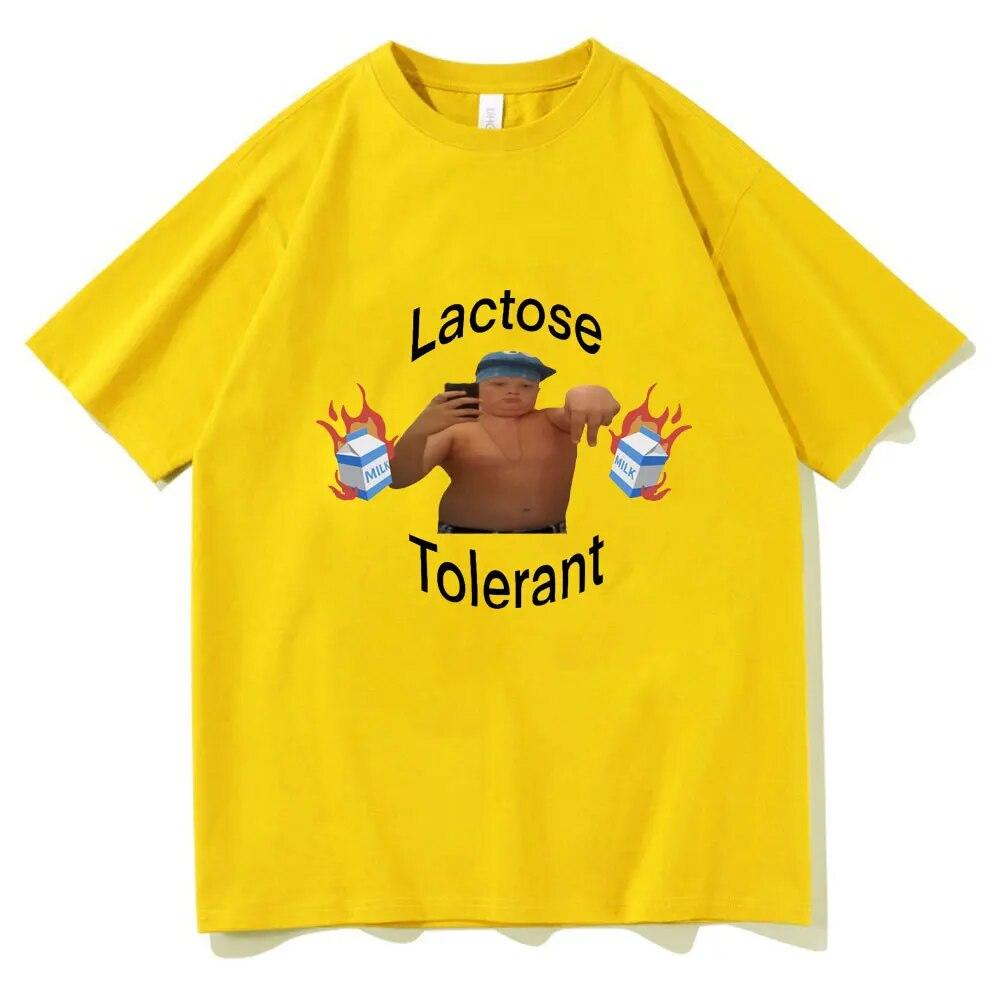 

Забавная футболка с мемами, устойчивая к лактозе, крутая футболка унисекс для взрослых и подростков, индивидуальные повседневные хлопковые футболки большого размера, уличная одежда 4XL